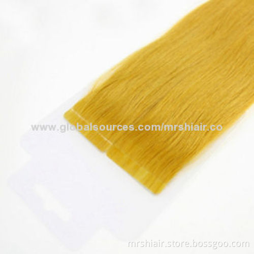 New arrival 18-inch yellow color Russian silk straight tape in hair extensions